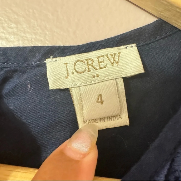 J.Crew Embroidered Windowpane Navy Blue Sleeveless Tank Womens Size  4 - Picture 4 of 6